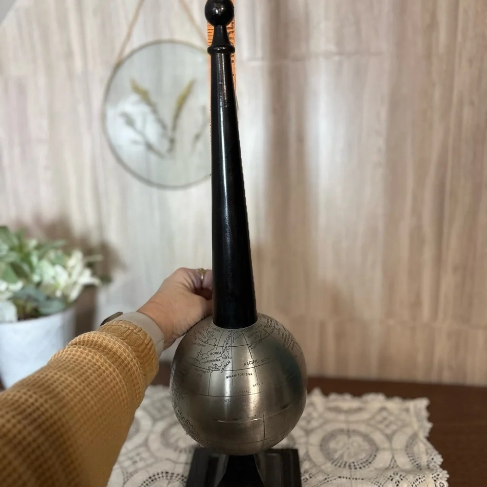 Elegant Black and Silver Decorative Globe Mid Century Modern